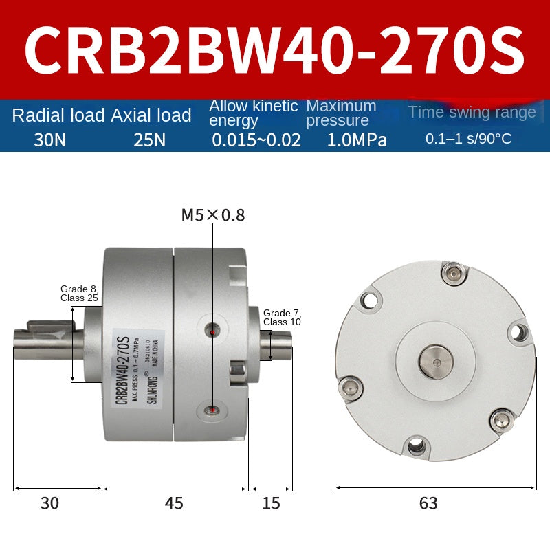 Blade Type Swing Rotary Cylinder CRB1BW50-90S Degree CRB2BW15/20/30/90S/180S/270S