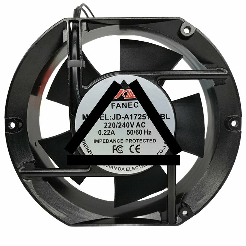 FANEC JD-A17251H2BL 220/240V 0.22A Impedance Protected Axial Fan