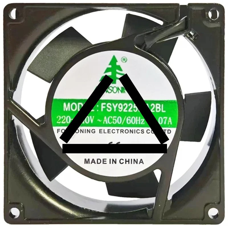 FONSONING FSY9225HA2BL 220-240V 0.07A 2 Wires Axial Cooling Fan