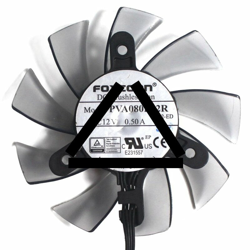 Foxconn PVA080E12R-P12-ED 12V 0.50A 4 Wires DC Brushless Axial Fan