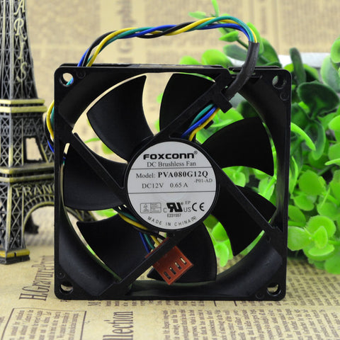 Foxconn PVA080G12Q P01-AD DC Brushless Fan 12V 0.65A 100mm 80x80x25mm Server Square Cooling Fan