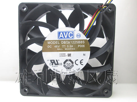 Free delivery.12CM 120255 DBTA1225B8S 48V 0.50A 4-wire switch cooling fan