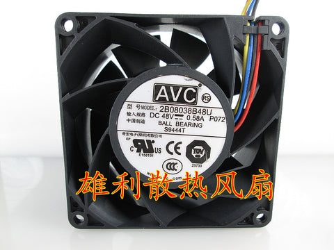 Free Delivery.2B08038B48U 48V 0.58A 8CM 8038 4 wire axial flow intelligent PWM cooling fan