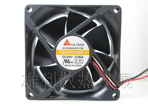 Free Delivery.FD488025MB-N 48V 0.06A 8025 8CM three-wire double ball cooling fan