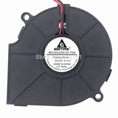 Gdstime 24V 2Pin 75mm 75x15mm DC Turbine Blower Fans Computer Industry Cooler Cooling Fan