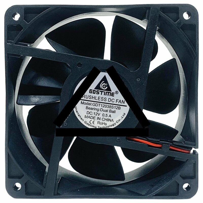 GDSTIME GTD12038S12B 12V 0.5A 2 Wires Axial Cooling Fan