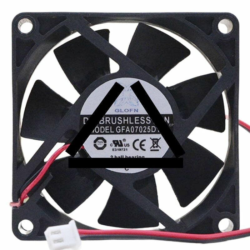 GLOFN GFA07025D12L DC 12V 0.12A 2 Wires Brushless Axial Cooling Fan