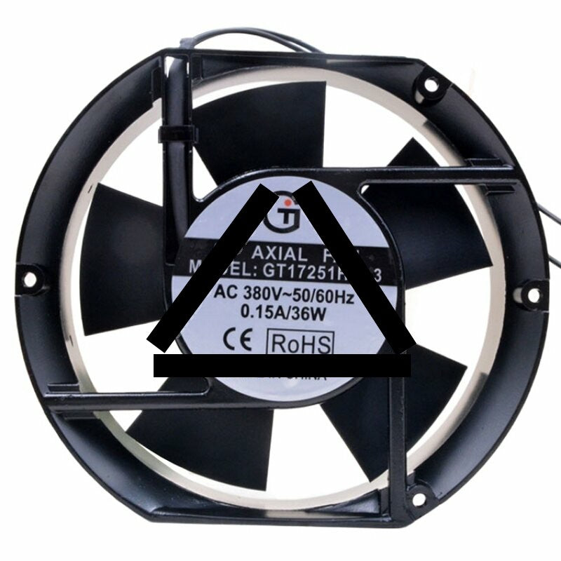 GT17251HBL3 AC 380V 0.15A 36W 2 Wires Axial Cooling Fan