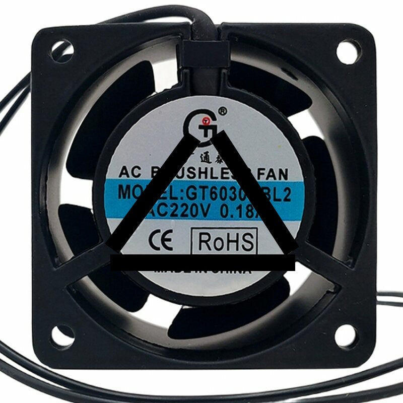GT6030HBL2 AC 220V 0.18A 2 Wires 6030 Brushless Axial Cooling Fan