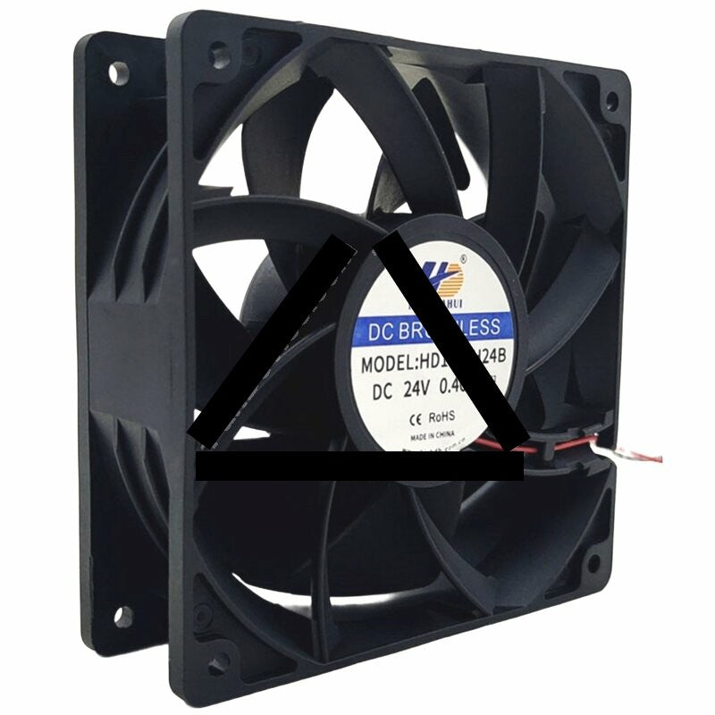 HANGDAHUI HD1238H24B DC 24V 0.40A 2 Wires Brushless Axial Cooling Fan
