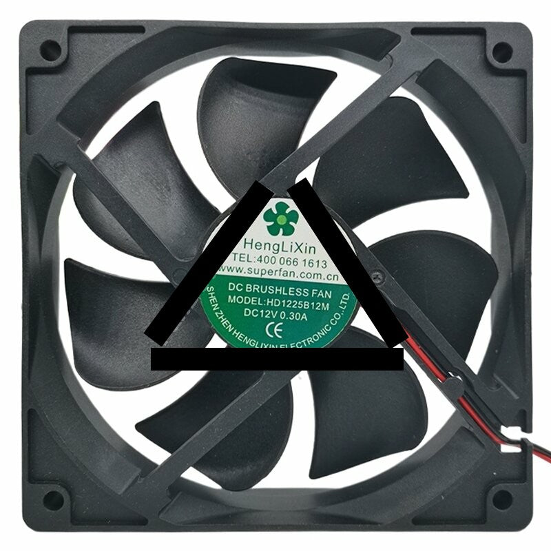 HengLiXin HD1225B12M DC 12V 0.30A 2 Wires Brushless Axial Cooling Fan