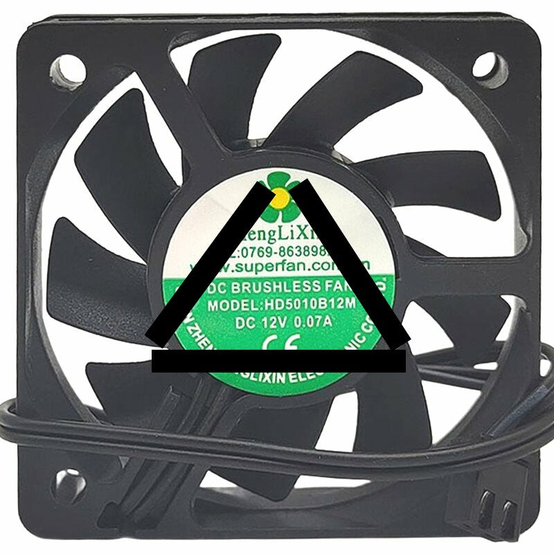 HengLiXin HD5010B12M DC 12V 0.07A 2 Wires Brushless Axial Cooling Fan