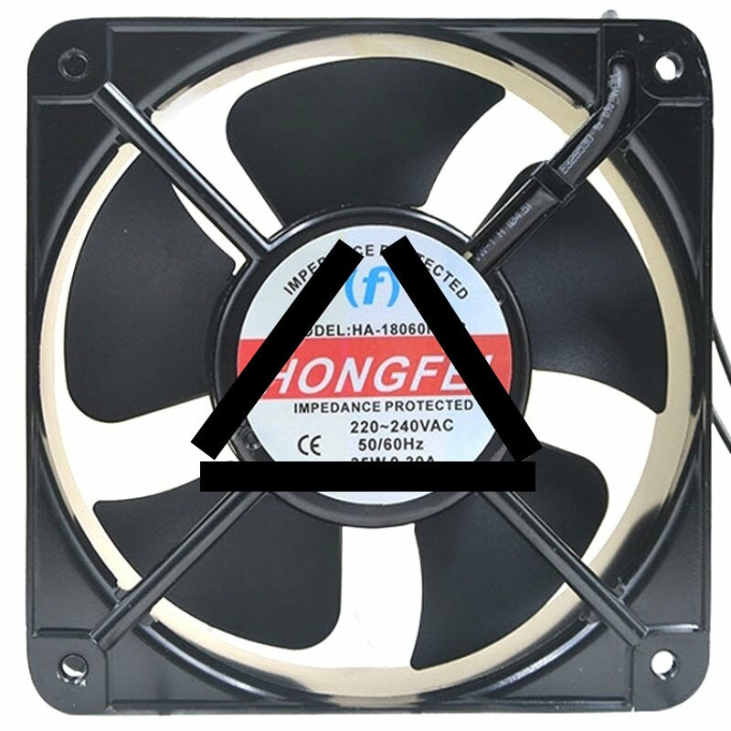 HONGFEI HA-18060H22B AC 220-240V 0.30A 35W 2 Wires Axial Cooling Fan