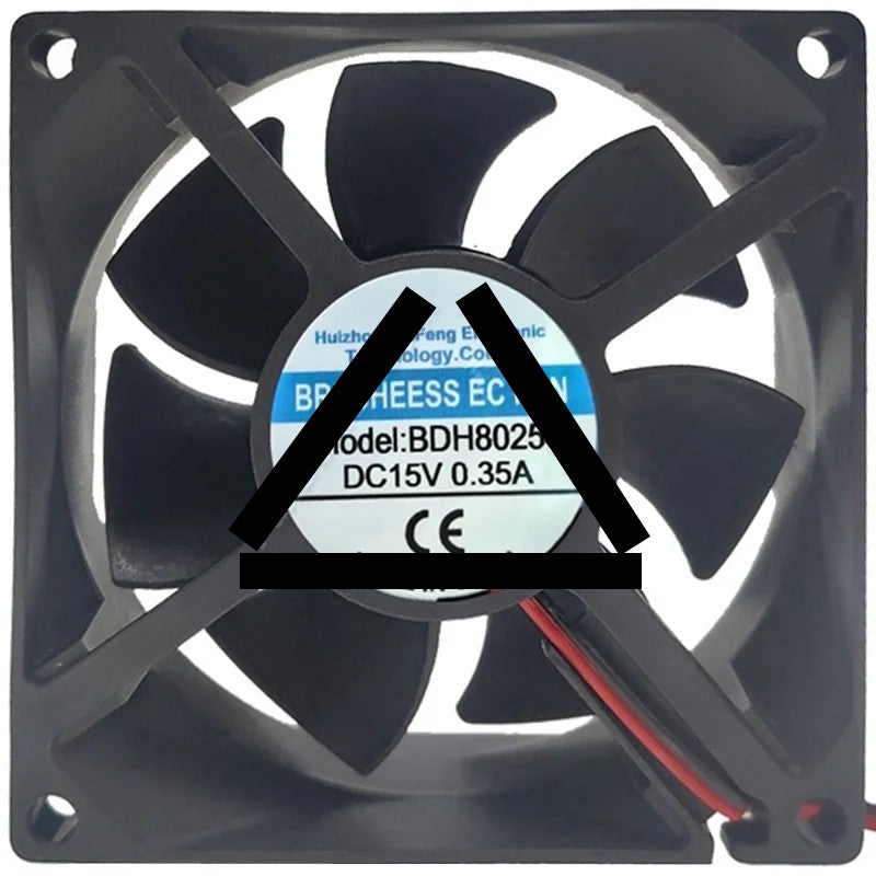 HuiFeng BDH8025S DC 15V 0.35A 2 Wires Axial Cooling Fan