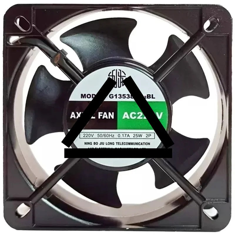 JIULONG G13538HA2BL AC 220V 0.17A 25W 2 Wires Axial Cooling Fan