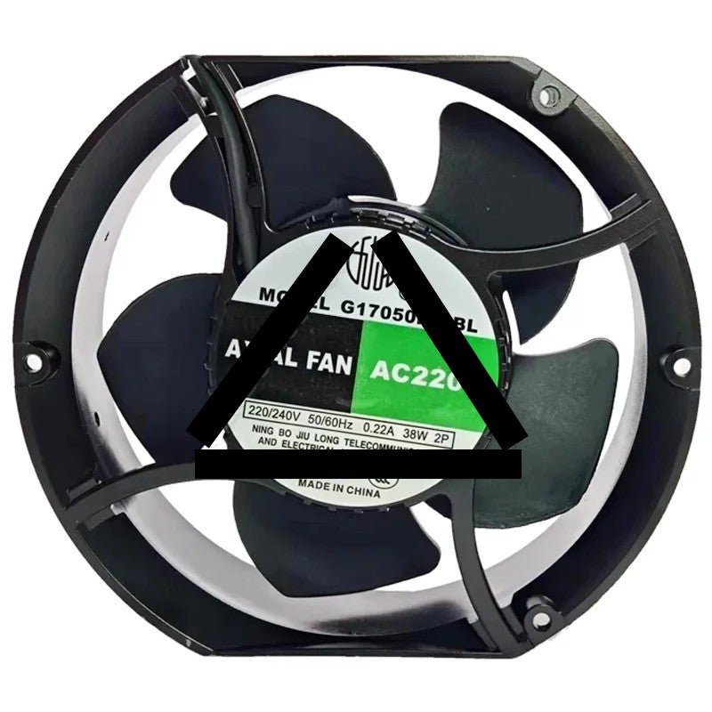JIULONG G17050HA2BL AC 220/240V 0.22A 38W 2 Wires Cooling Fan