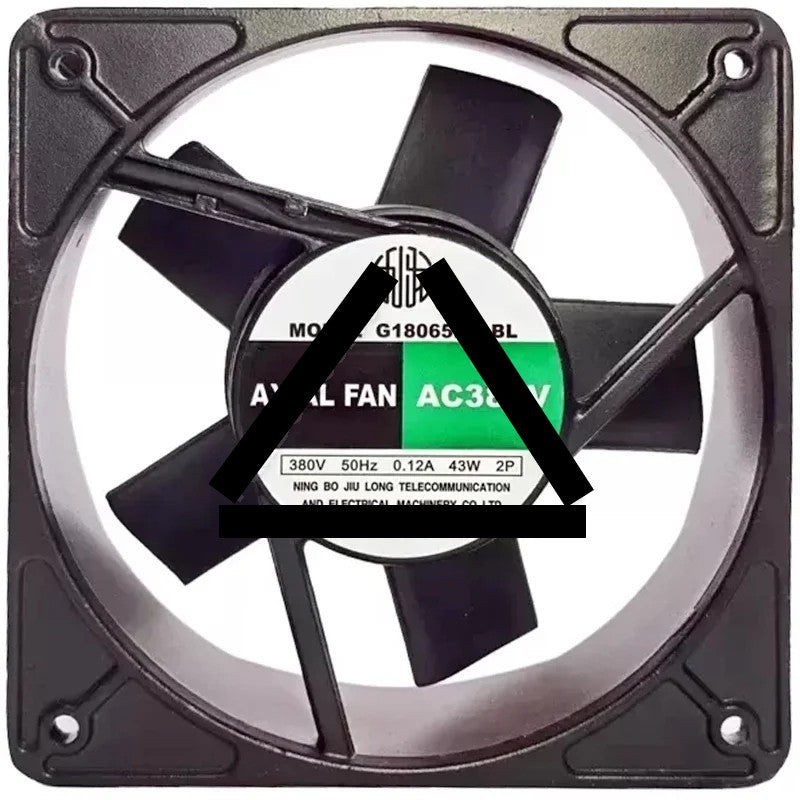 JIULONG G18065HA3BL AC 380V 0.12A 43W 2 Wires Axial Cooling Fan