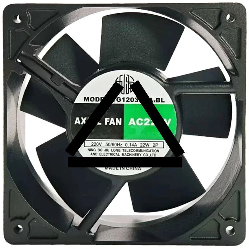 JIULONG TG12038HA2BL AC 220V 0.14A 22W 2 Wires Axial Cooling Fan