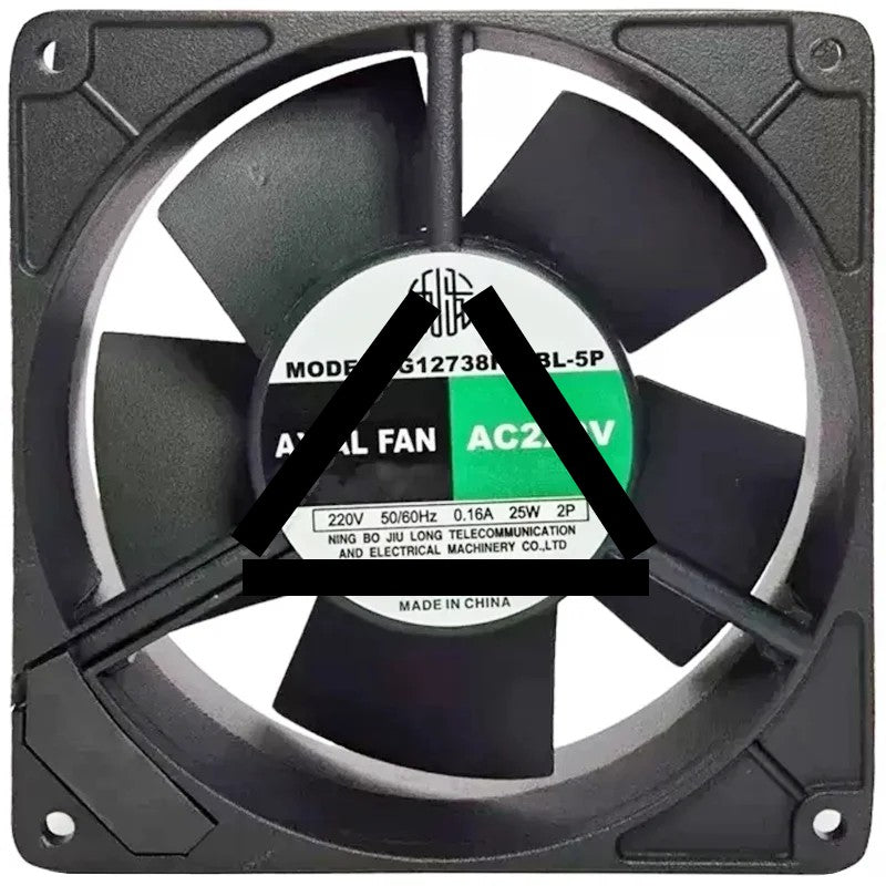 JIULONG TG12738HA2BL-5P AC 220V 0.16A 25W 2 Wires Cooling Fan