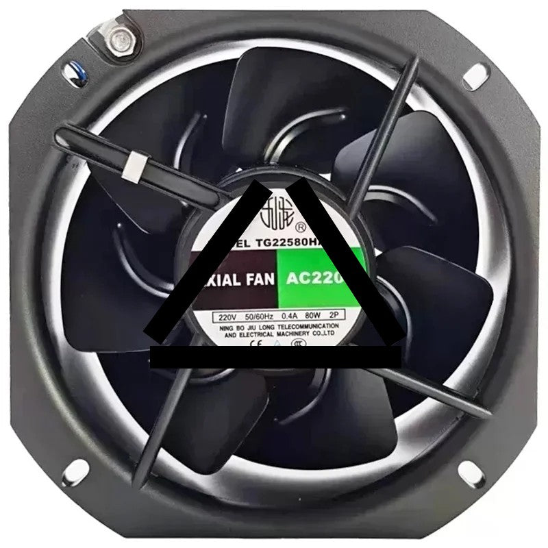 JIULONG TG22580HA2BL AC 220V 0.4A 80W 2 Wires Axial Cooling Fan