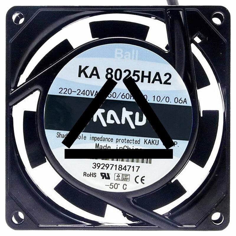 KAKU KA8025HA2 AC 220-240V 0.10/0.06A 2 Wires Axial Cooling Fan