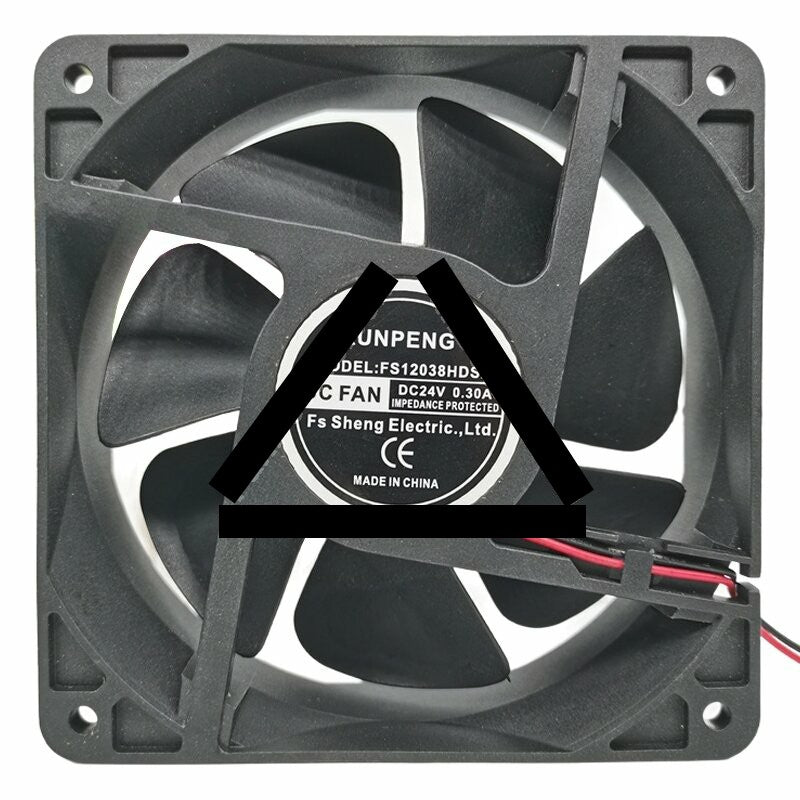 KUNPENG FS12038HDS2 DC 24V 0.30A 2 Wires Impedance Protected Axial Cooling Fan