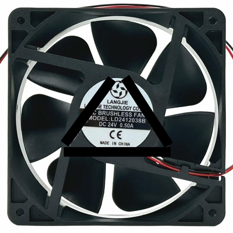 LANGJIE LD2412038B DC 24V 0.50A 2 Wires Brushless Axial Cooling Fan