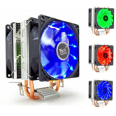 LED 2 Heat Pipe Quiet CPU Cooler Heatsink Dual Fan For LGA 1155 775 1156 AMD 12V Dual CPU Cooler Quiet Powerful Fan For AMD