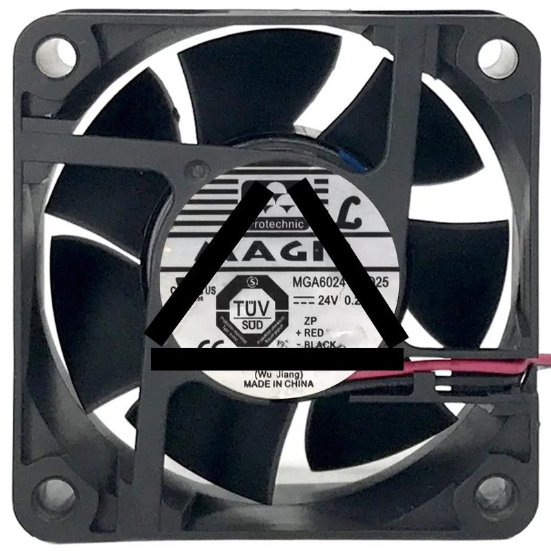 Magic MGA6024YR-O25 DC 24V 0.20A 2 Wires Axial Cooling Fan