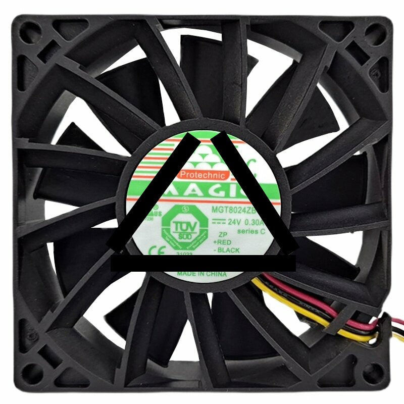 Magic MGT8024ZB-O25 DC 24V 0.30A 3 Wires 8025 Axial Cooling Fan