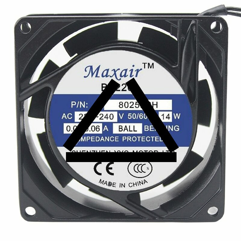 Maxair 8025B2H AC 220-240V 0.07/0.06A 14W 8025 Axial Ball Bearing Cooling Fan