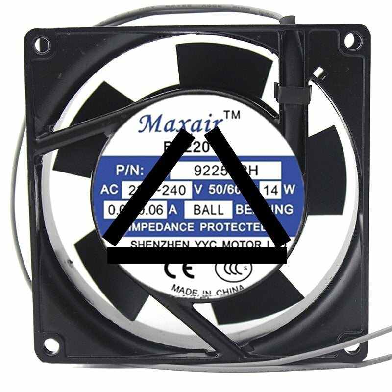 Maxair 9225B2H AC 220-240V 0.07/0.06A 14W 9025 Axial Ball Bearing Cooling Fan