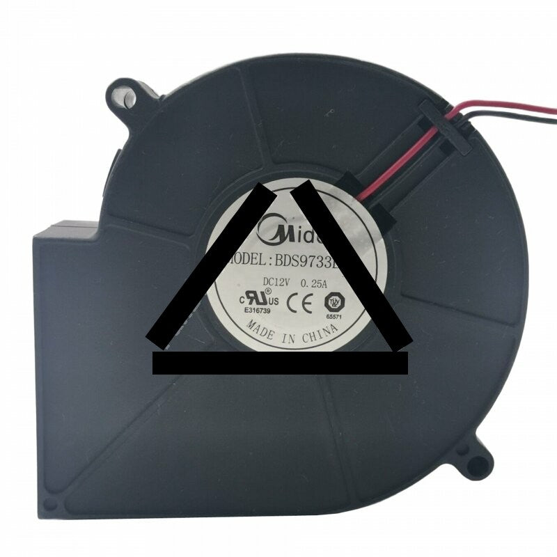 Midea BDS9733L12 DC 12V 0.25A 2 Wires Blower Cooling Fan