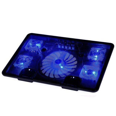 NAJU Laptop Cooler Pad 14&amp;#8243; 15.6&amp;#8243; 17&amp;#8243; with 5 fans 2 USB Port slide-proof stand Cooler Notebook Cooling Fan with light
