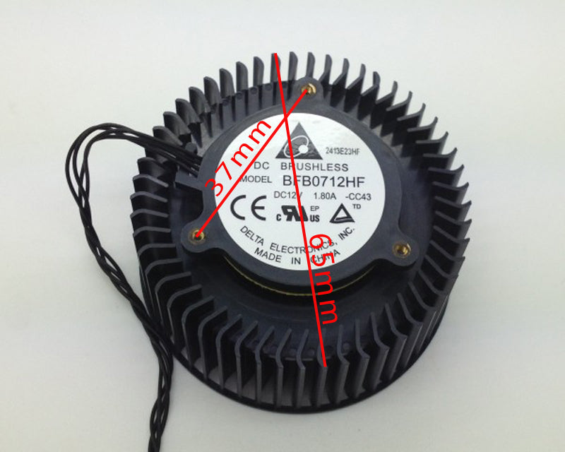 New Original Delta BFB0712HF DC 12V 1.8A Double Ball Bearing Pitch Equilateral 38mm Diameter 63mm 4P Graphics Card Fan