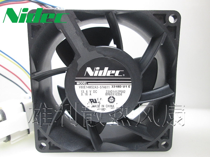 Nidec 8cm V80E14MS2A3-57A611 8038 13.6V 0.16A 4wire Cooling Fan V80E14MS2A3-57