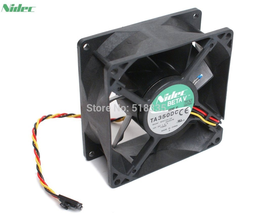 NIDEC BetaV TA350DC M35105-58 Case Cooling Thermal Sensor Fan 12V 1.8A 3-Pin (3-Wire Lead) 90mm x 90mm x 38mm