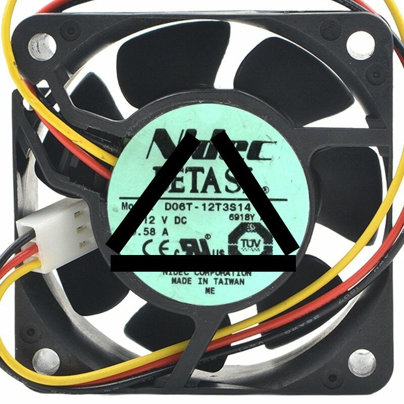 Nidec D06T-12T3S14 DC 12V 0.58A 3 Wires 6025 Axial Cooling Fan