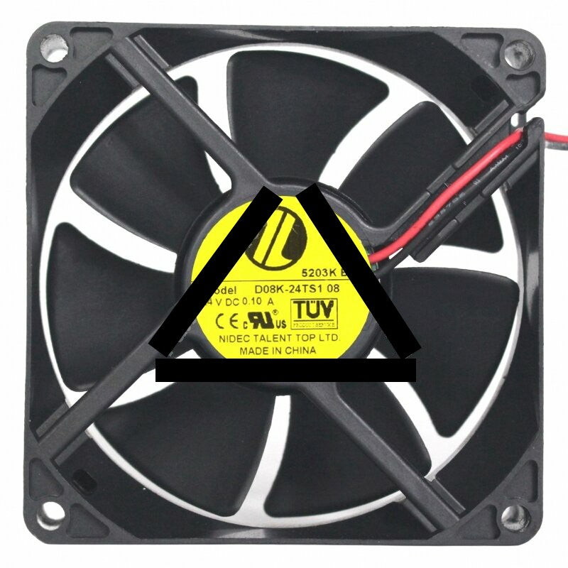 Nidec D08K-24TS1 08 DC 24V 0.10A 2 Wires 8025 Axial Cooling Fan