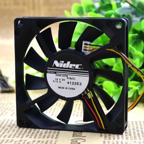 NIDEC D08R-24TM 01B (IX) مروحة عاكس بمحمل NBR ثلاثي الأسلاك 3Z08E2 مقاس 80*80*15 ملم 24 فولت 0.13 أمبير 8 سم