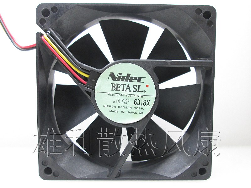 مروحة تبريد Nidec D09T-12TS3 01B بجهد 12 فولت و 0.48 أمبير و 3 أسلاك