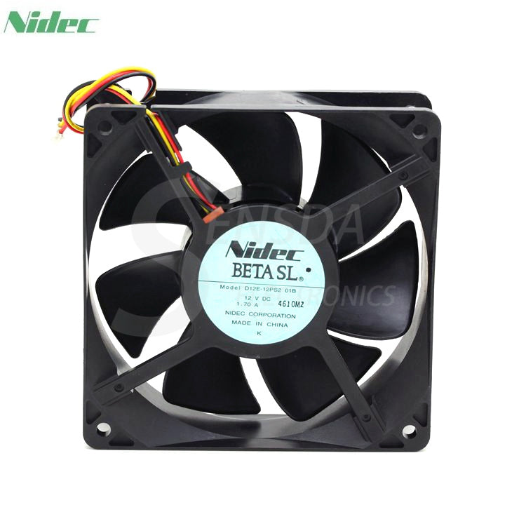 Nidec D12E-12PS2 01B 12038 120mm 12cm تيار مستمر 12 فولت 1.70 أمبير 12 مروحة تبريد لخادم عاكس مبرد هيكل الحاسوب