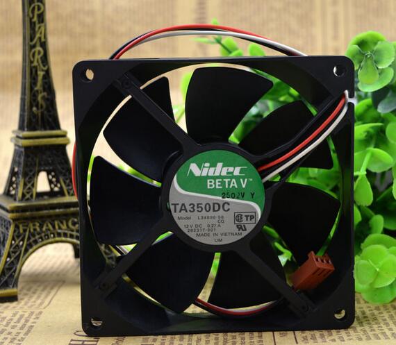 NIDEC L34880-58 IWA 12V 0.27A 90*90*25 9CM three wire chassis power supply fan