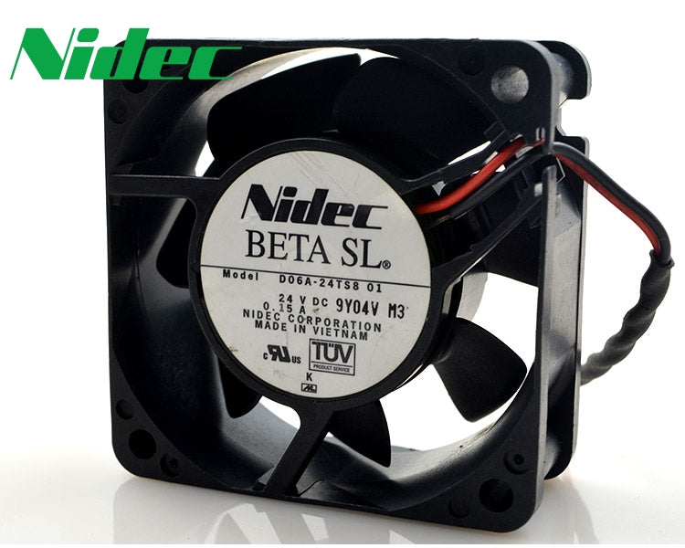 مروحة تبريد فائقة الهدوء جديدة أصلية من Nidec طراز D06A-24TS8 01 24V 0.15A مقاس 6 سم 60*60*25 مم 6025 بأسلاك ثنائية ومحمل كروي مزدوج