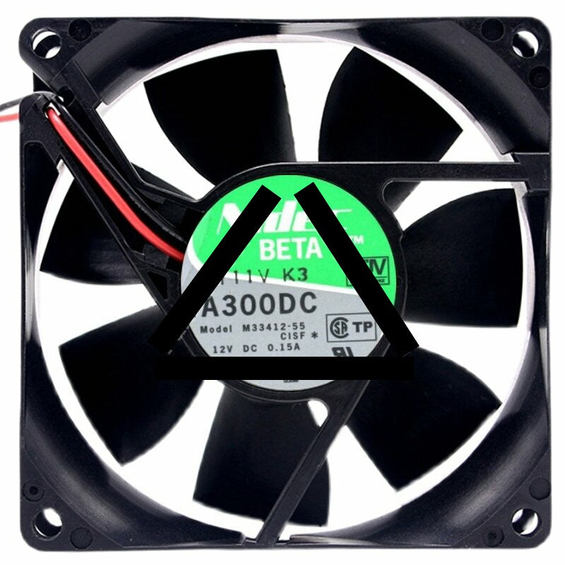 Nidec TA300DC M33412-55 DC 12V 0.15A 2 Wires 8025 Axial Cooling Fan