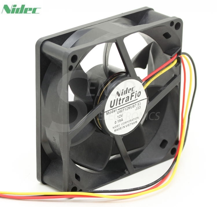 NIDEC U80T12MUB7-53 8025 8cm 80mm DC 12V 0.19A server inverter axial cooling fans