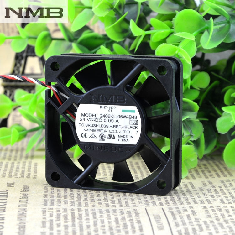NMB 2406KL-05W-B49 6015 60 مم تيار مستمر 24 فولت 0.09 أمبير 6 سم مروحة إنذار عاكس