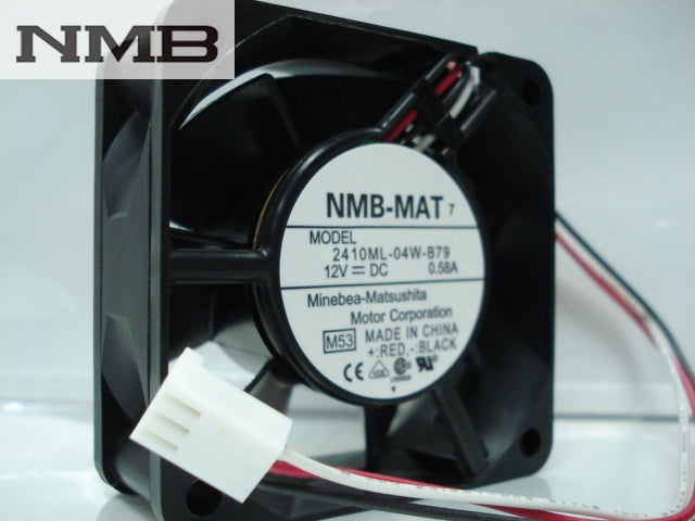 مروحة تبريد عاكس الخادم NMB 2410ML-04W-B79 -F62 6025 60x60x25mm 6cm تيار مستمر 12V 0.58A 3 أسلاك