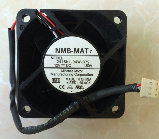 مروحة تبريد ثلاثية الأسلاك عالية السرعة وتدفق الهواء NMB 2415KL-04W-B79 12V 1.50A 6 سم 60*60*38 ملم