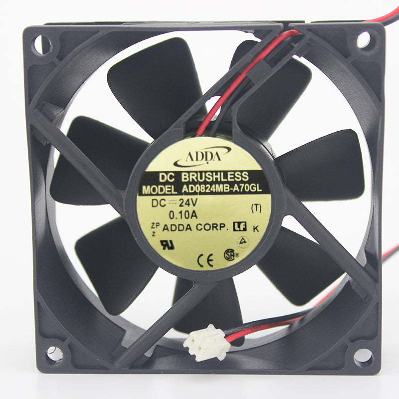 مروحة تبريد عاكس ADDA أصلية 8025 80*80*25 مم 8 سم AD0824MB-A70GL تيار مستمر 24 فولت 0.10 أمبير بخطين